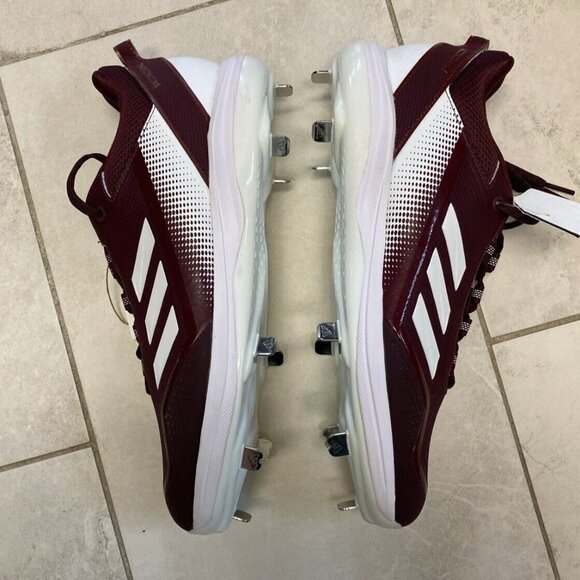 Adidas Icon 7 Metal Baseball Cleats Mens Size 13 Burgundy Red White FZ1555 New - Picture 8 of 11